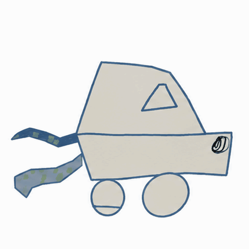 The hand-drawn car rocks back and forth.