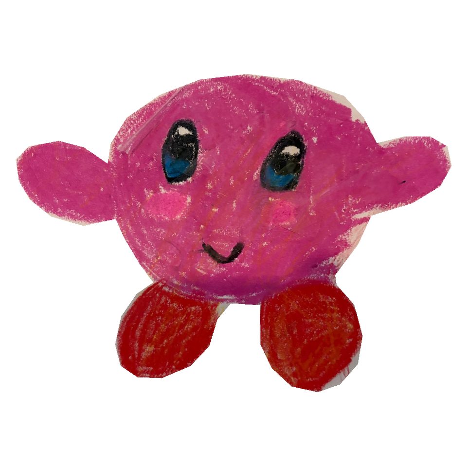 The original round pink character drawing for D003.