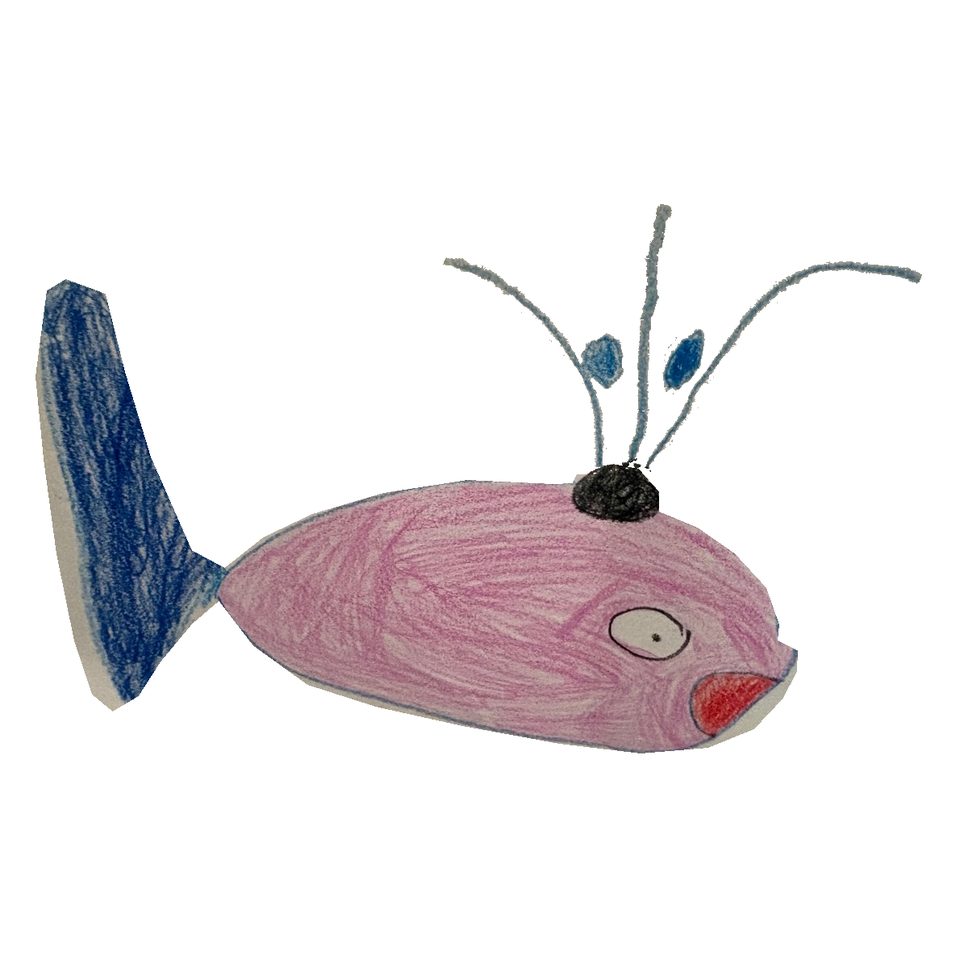 The original pink fish drawing for D004.
