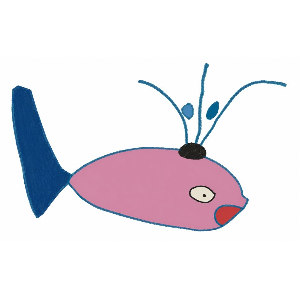 Polished drawing of the pink D004 fish.