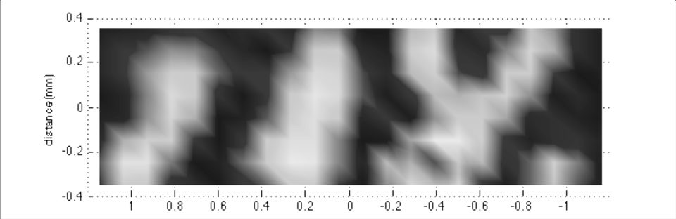 A greyscale fingerprint image, ridges and valleys resolved as light and dark bands, captured by the sensor rather than drawn.